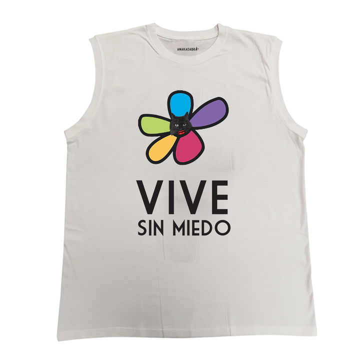 Playera sin mangas Vive sin miedo