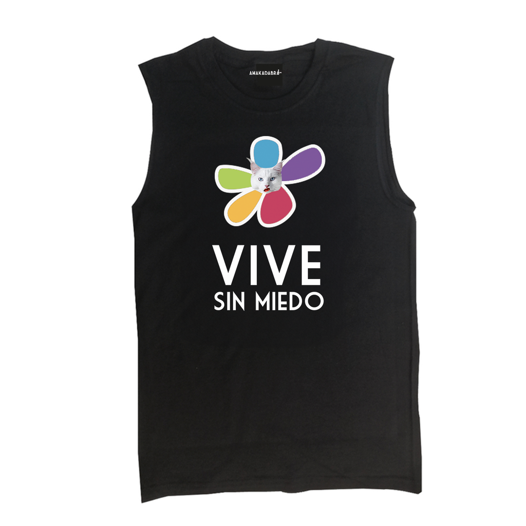 Playera sin mangas Vive sin miedo